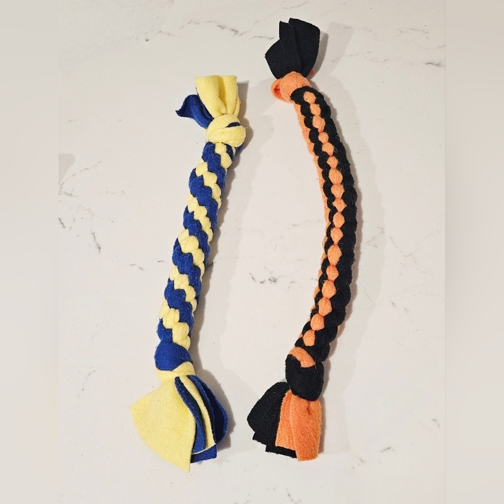 Colorful Braided Fleece Dog Toys Set Of 2